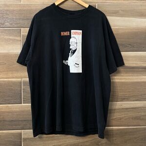 Vintage The Simpsons Scarface Homer Black T Shirt Size XL Y2K 90s Cartoon TV